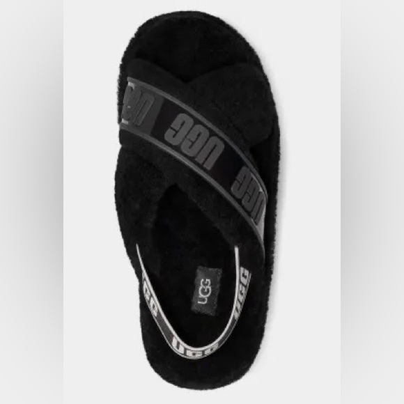 NWT UGG Women’s Fuzzita Clear Black Shearling Sandal Size 7 - Picture 3 of 12